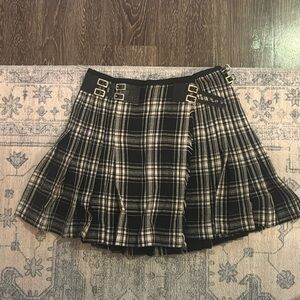 The Kooples Black and White Plaid Skirt